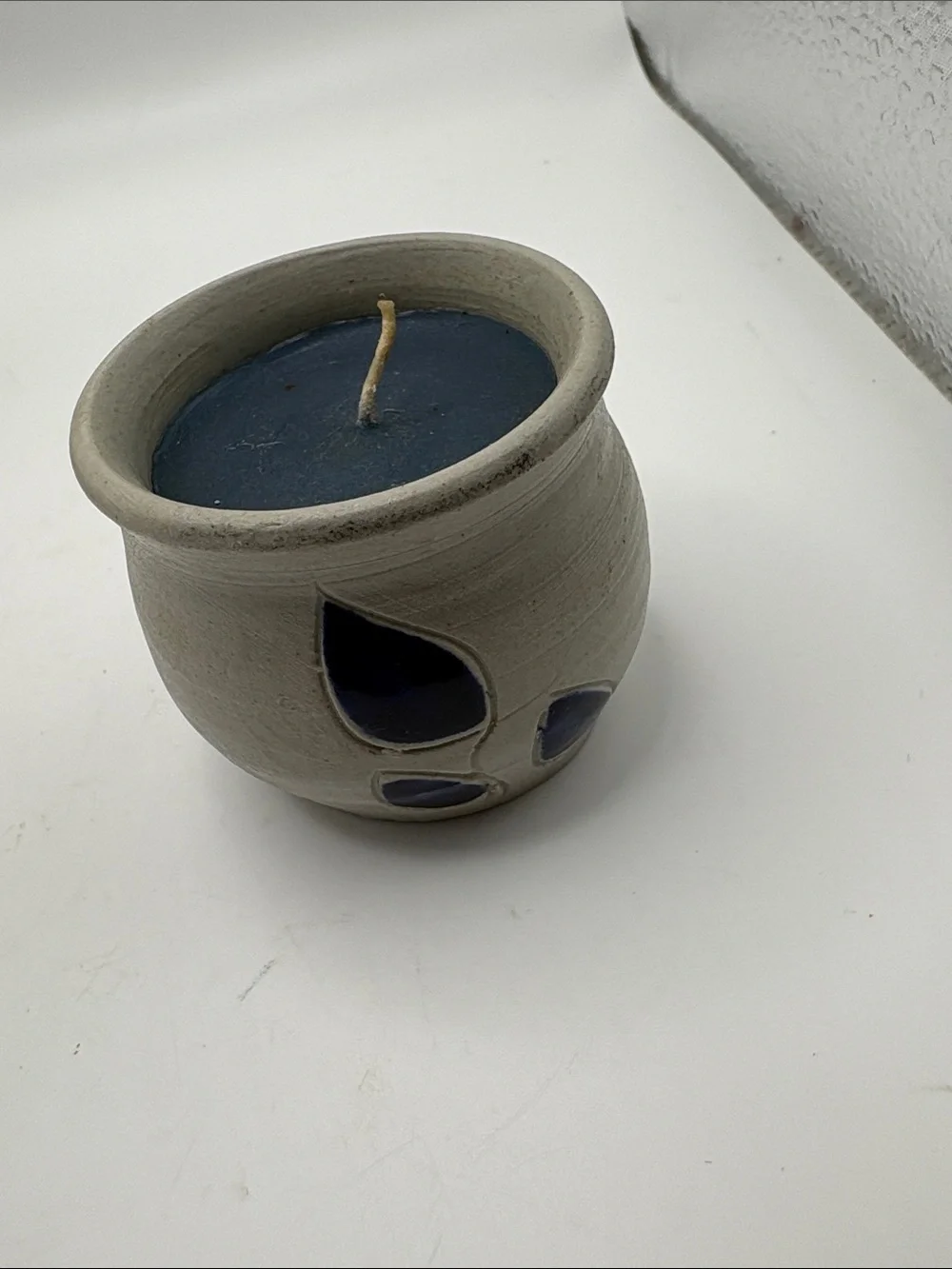 Williamsburg Pottery set of 2 Candle Holders and a small Candle